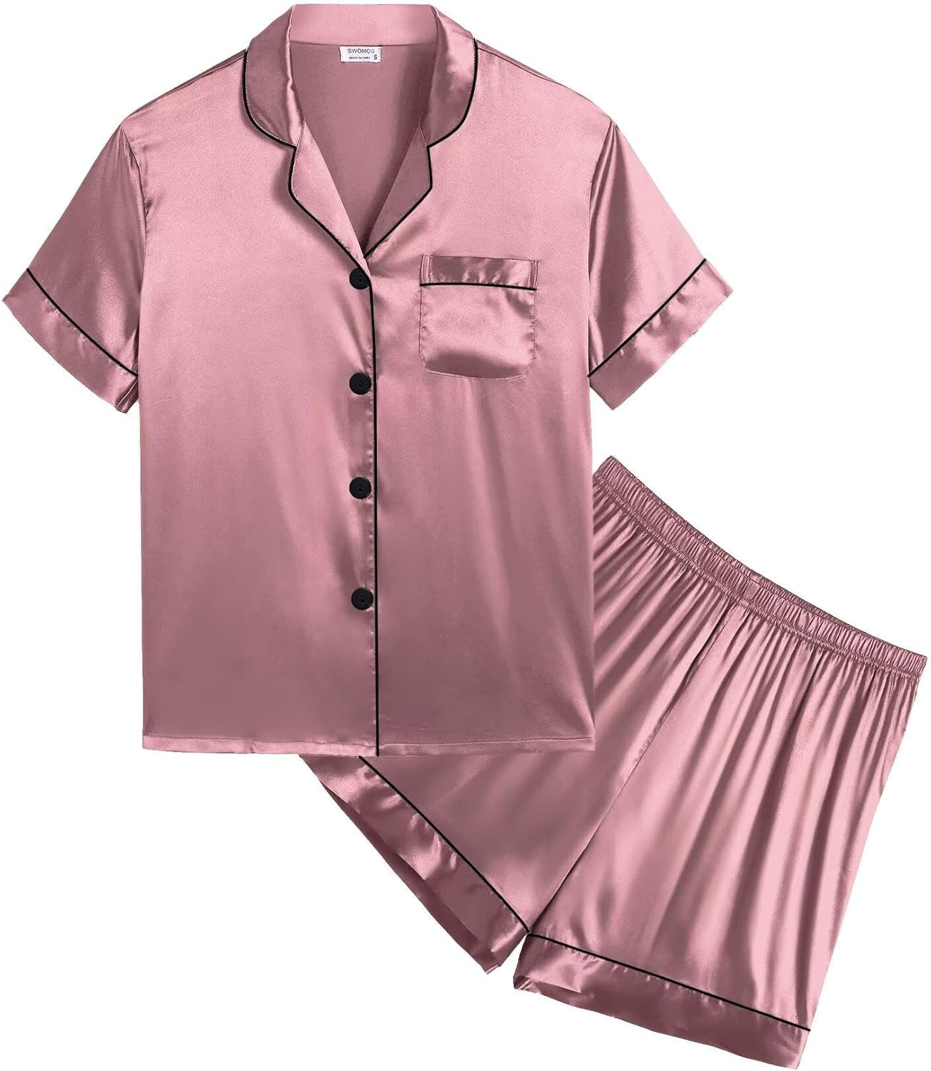 Kids Satin Pajamas Sets Girls Boys Button-Down Pjs Short Sleeve Silk Nightwear 2 Piece Lounge Sets